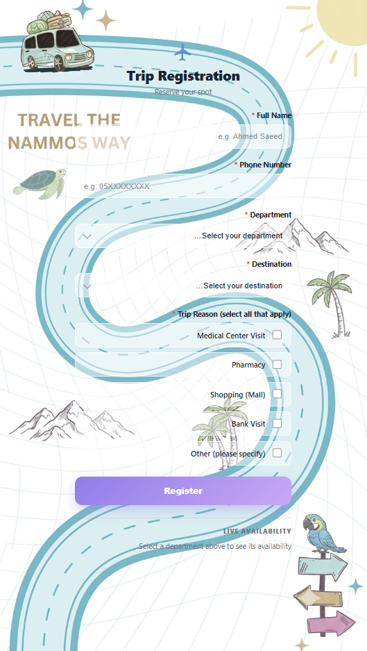 Trip Registration Platform — internal registration form